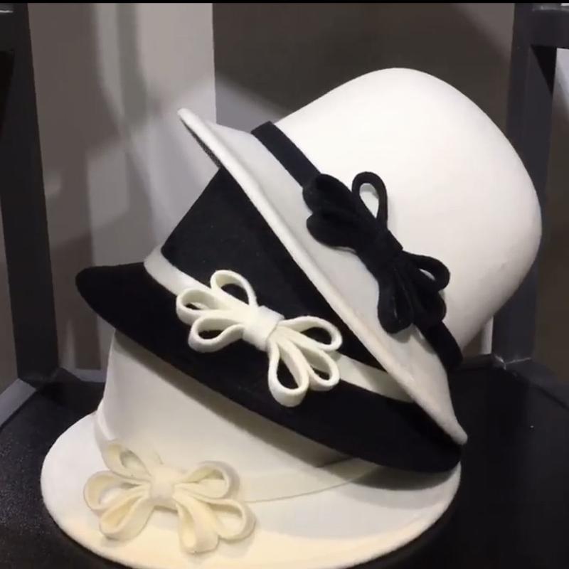 Mũ dạ ép nơ nhỏ thu đông phong cách Hàn Quốc, mái vòm thanh lịch Hat