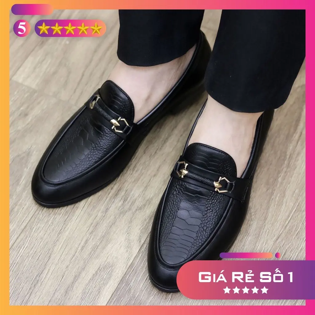 Giày lười nam - giày nam cao cấp, in vân chân đà điểu, đế cao su chống mài mòn, phù hợp với tủ đồ của bạn