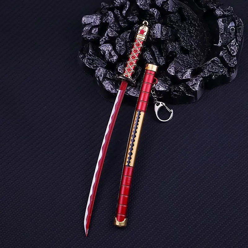 One Piece Peripheral Sauron Knife Autumn Water Enma Three Generations Ghost Che Roronoa Zoro''s Sabre Alloy Model Samurai Sword Zoro katana Keychain