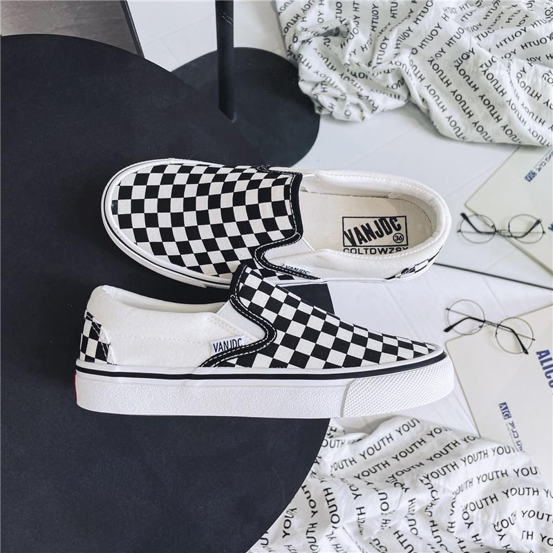 Women's Plaid Canvas Shoes, Casual Flat Shoes, Low-top Non-slip Wear-resistant Canvas Shoes for Students and Couples 7