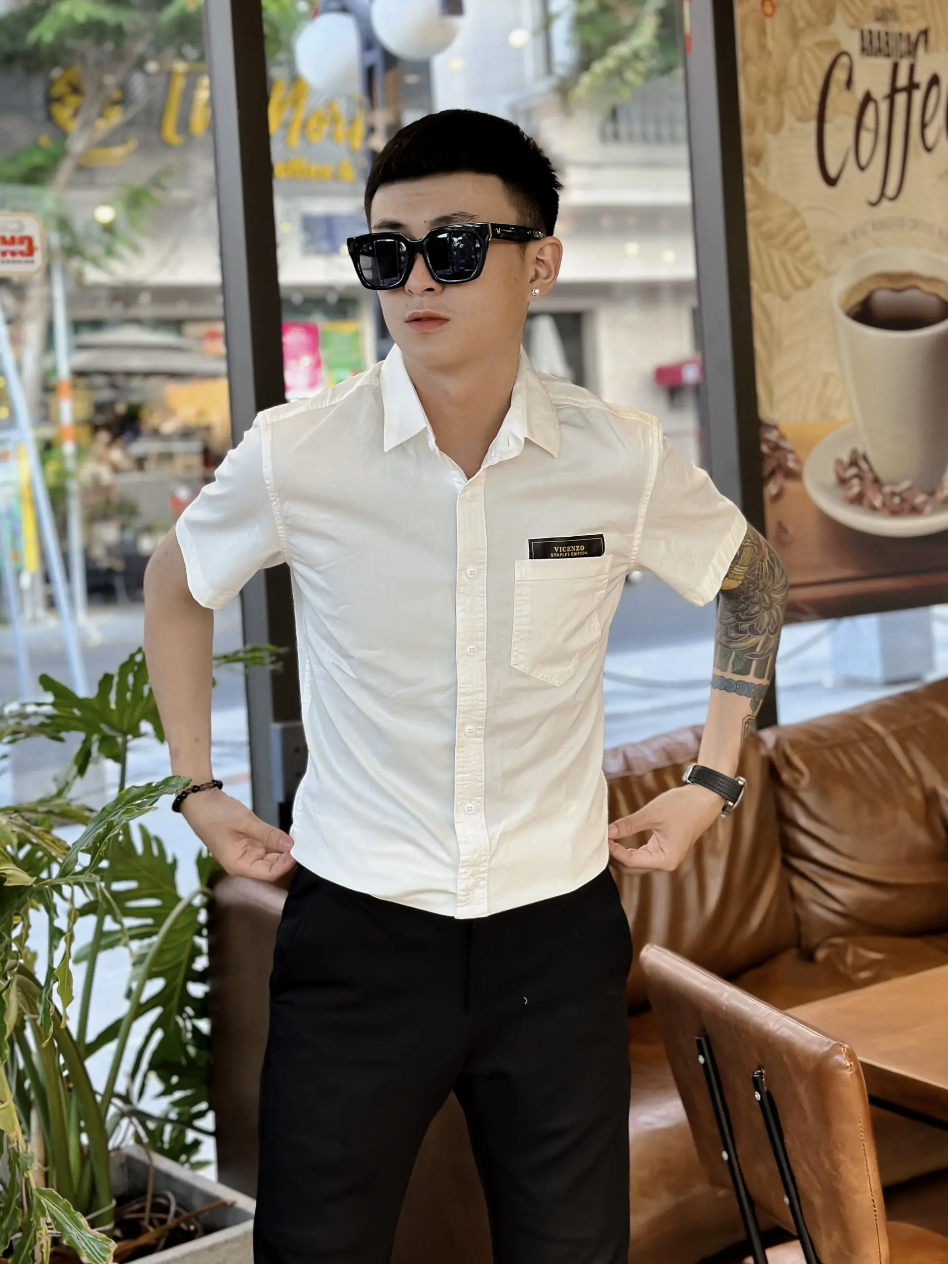 Áo sơmi kaki Vicenzo qccc 3 màu ngắn tay 3365 Menswear