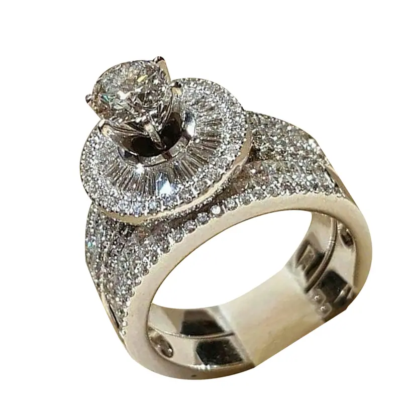 BU-Nhẫn Ngón Tay Zirconia Khối Lập Phương Cho Nữ, 2 Cái / bộ, Thời Trang, Tuyên Bố Đính Hôn, Trang Sức 4