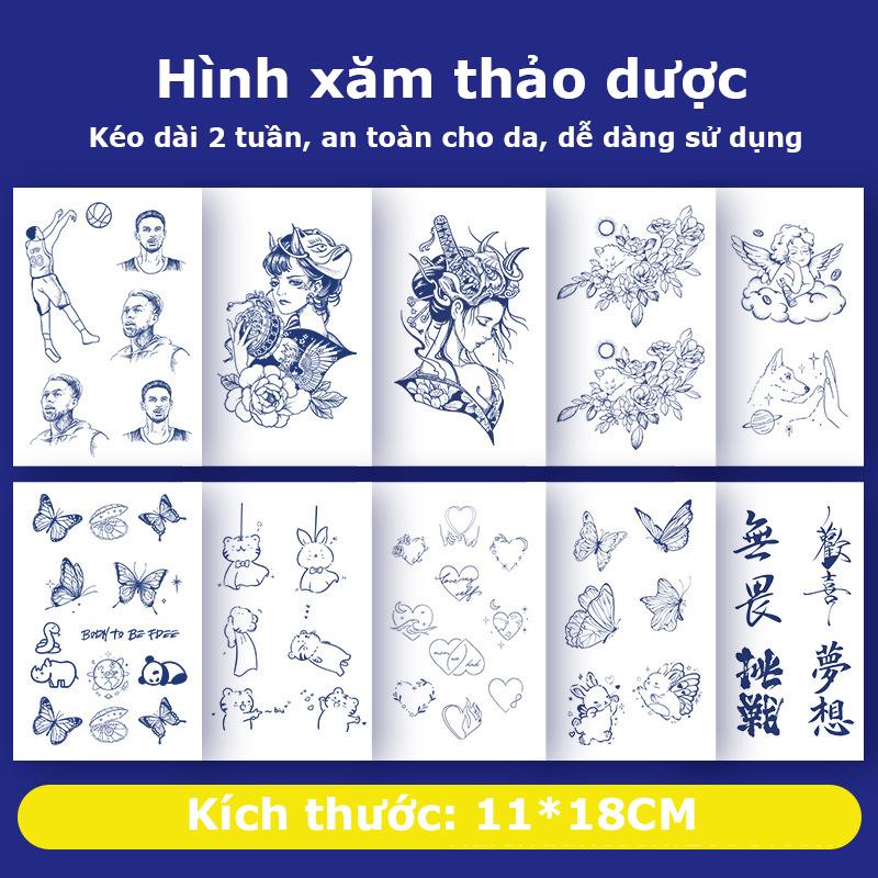 Hình xăm thảo dược chống nước size lớn 11x18cm, miếng dán tattoo nhiều hình lựa chọn