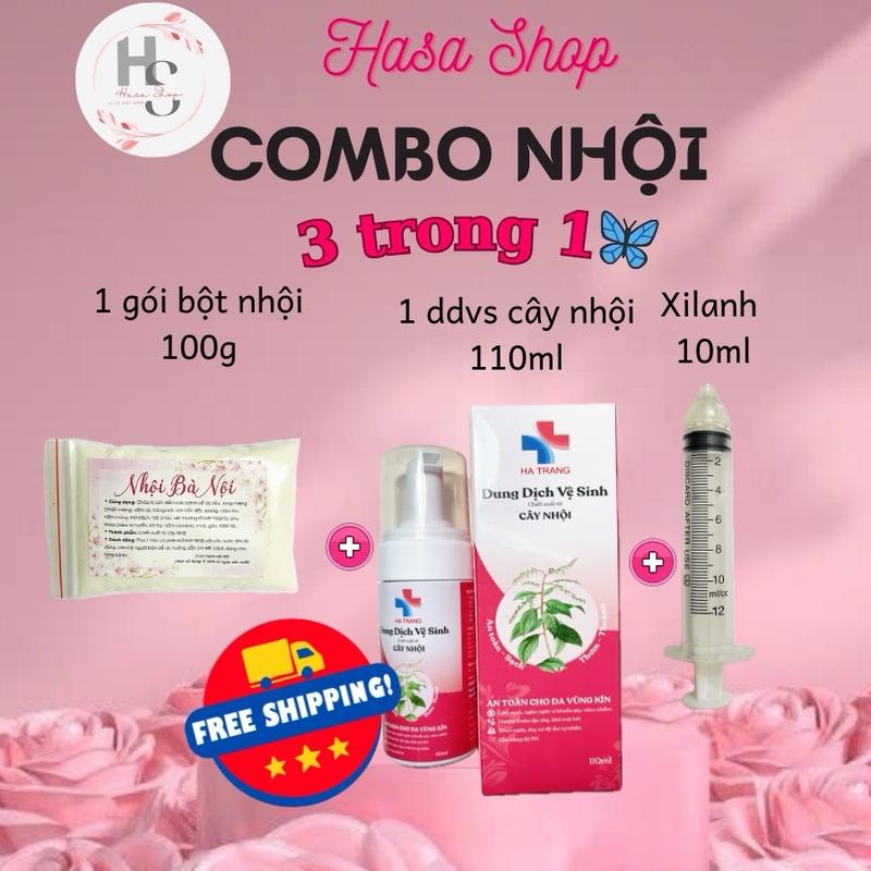 Combo 1 gói bột nhội và 1 chai dung dịch vệ sinh từ cây nhội kèm xilanh hỗ trợ viêm nhiễm ph.ụ kh.oa 0