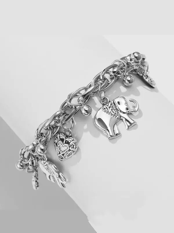 Women's Boho Style Elephant & Heart Design Anklet, Fashionable Retro Anklet for Women & Girls, Trendy All-match Vintage Body Jewelry As Gift for Summer Decor, Accessories for Vacation 4