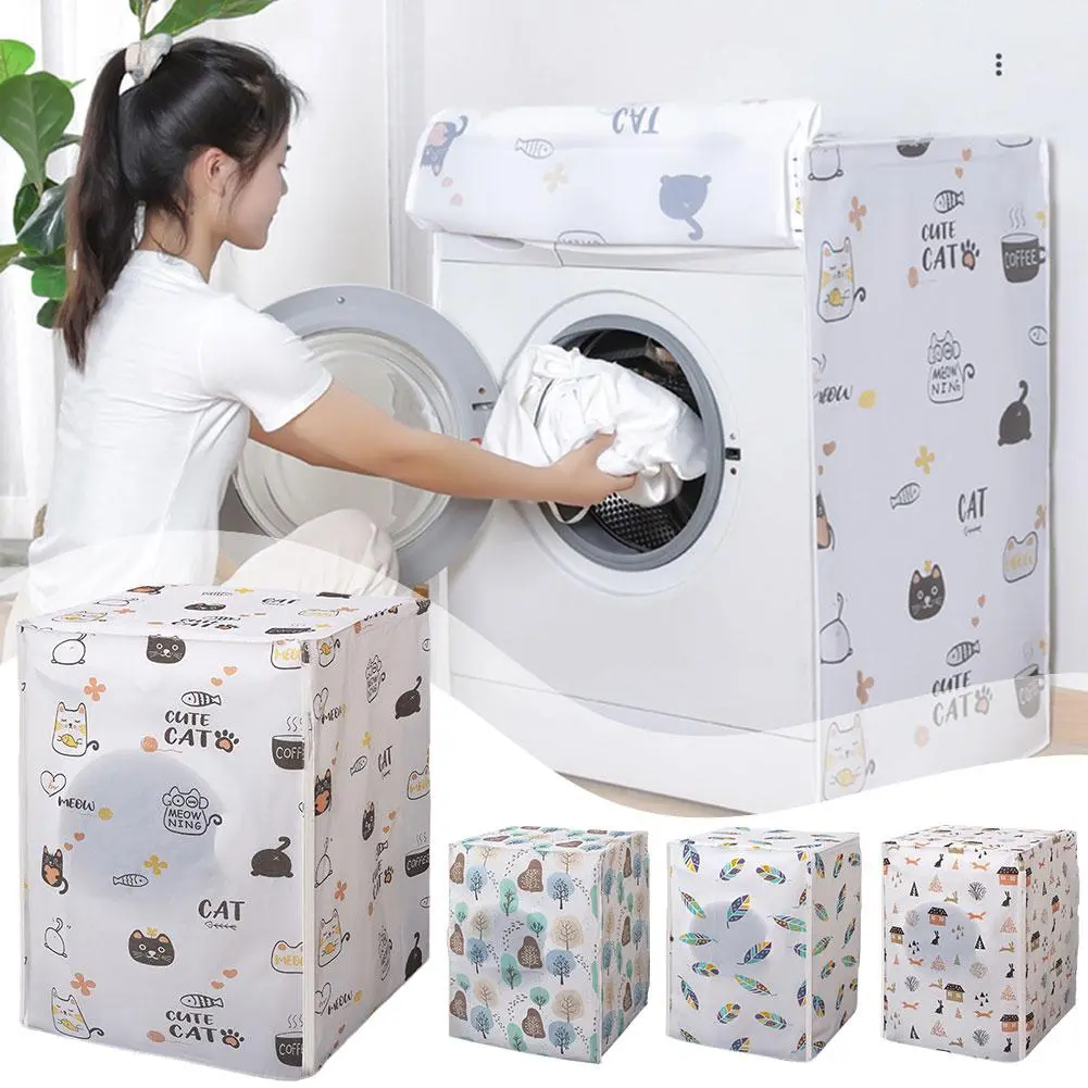 Washing Machine Cover Thickened Waterproof Sun Protection Cover Vertical Washing Machine Dust Cover Fully Automatic Washing Machine Dust Cover