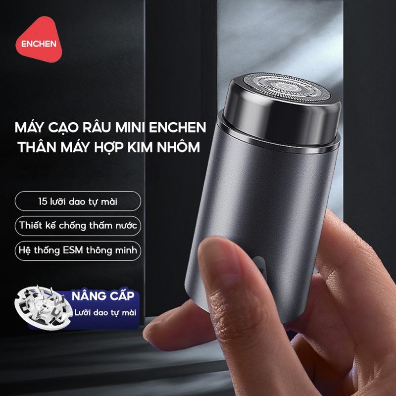 Máy cạo râu siêu mini Enchen Z3 lưỡi dao 3 vòng tự mài, cạo khô & ướt, chống kẹt râu, pin cực trâu 4