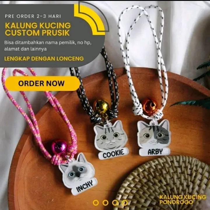 KALUNG KUCING CUSTOM NAMA KALUNG PRUSIK BISA KASTEM NAMA KUCING NYA SENDIRI