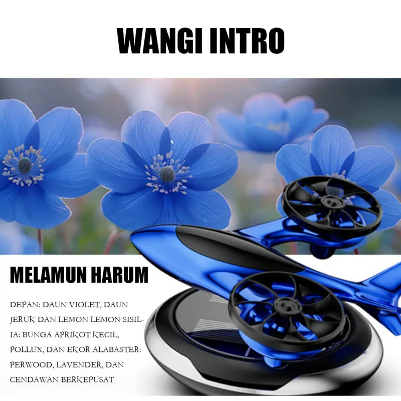 Aromaterapi Parfum Mobil Helikopter Tenaga Surya, Diffuser Wewangian Mobil Mewah, Penyegar Udara Solar untuk Dashboard Mobil, Desain Unik, Menghilangkan Bau dan Menciptakan Suasana Romantis dalam Mobil 3