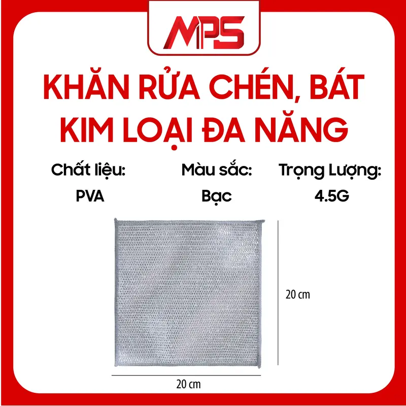 [Có Quà Tặng] Khăn giẻ rửa bát mps dây kim loại, một lớp 20x20cm, Không làm trầy lớp chống dính, dễ dàng vệ sinh - Lưu ý không chà xoong nồi được - Làm Sạch giẻ  rửa giẻ  rửa khan ruabat reruabat mieng  coruadanang mieng rua chen mieng  coruadanang 1