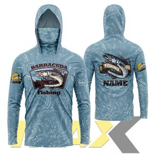 ชุดตกปลาและเสื้อป้องกันแสงแดด, เสื้อตกปลาแขนยาวมีฮู้ดพร้อมหน้ากากป้องกันใบหน้า ปรับแต่งชื่อฟรี ใส่สบาย ระบายอากาศได้ดี ป้องกันรังสียูวี ยากันยุง เหมาะสำหรับกิจกรรมกลางแจ้ง