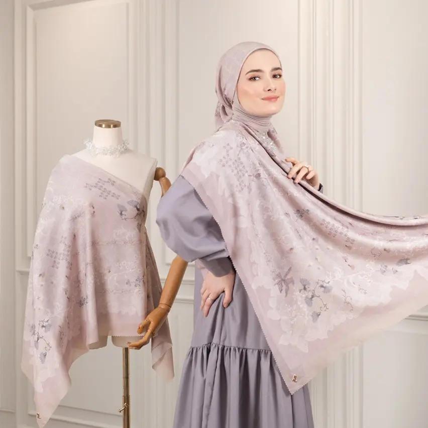 HEYLOCAL'S VALLEY SCARF CATTLEYA -  Hijab Segi Empat Printed Finest Voal