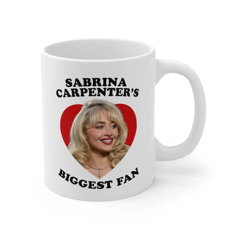 Sabrina Carpenter's Biggest Fan Mug, Ceramic Coffee Cups for Music Lovers, Perfect Gift for Fans, 11oz, Birthday, Christmas, For her, 1