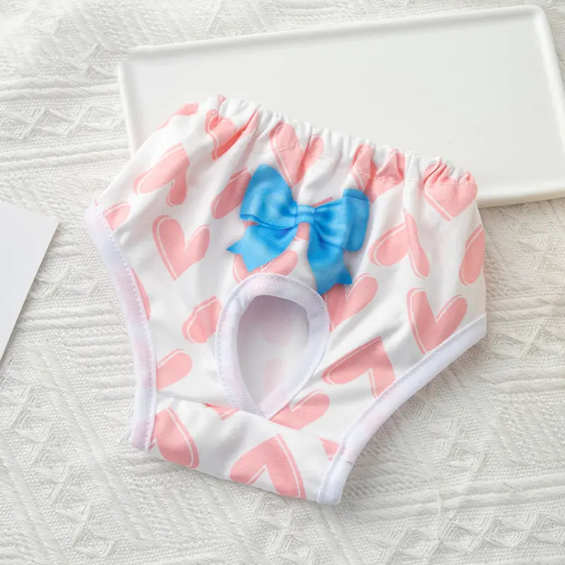 Quần Kinh Nguyệt Cho Thú Cưng, Thoải Mái Và Thấm Hút, Tã Cho Chó, Ngăn Ngừa Lộn Xộn, Thoáng Khí, Có Nơ, Quần Áo Cho Chó, Quần Co Giãn, [TT] 1