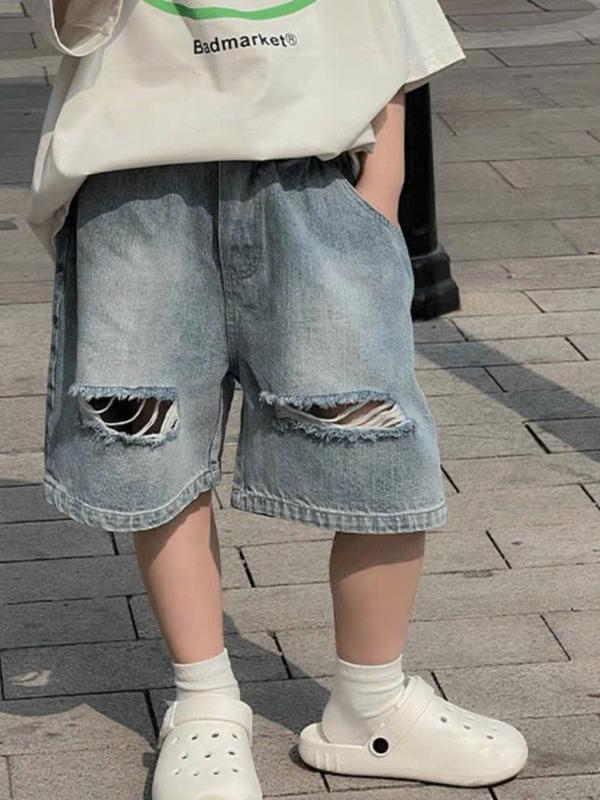  Quần Short  jean  lửng cao cấp  2 màu ống rộng cho bé trai phong cách Hàn _ D36   size cho bé đến 40kg  