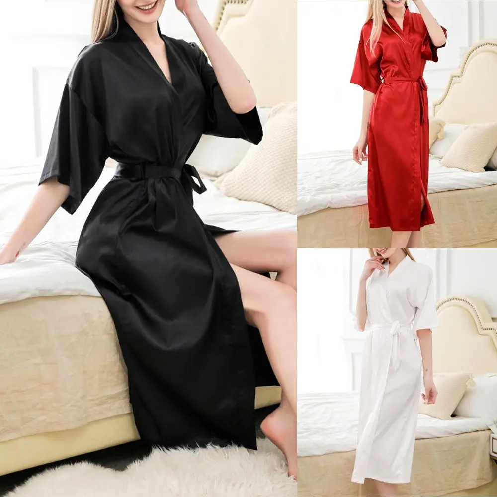 Áo Choàng Dài Satin, Dành Cho Nữ, Áo Choàng Mặc Nhà Đám Cưới, Đồ Ngủ, Đồ Lót, Váy Ngủ Women