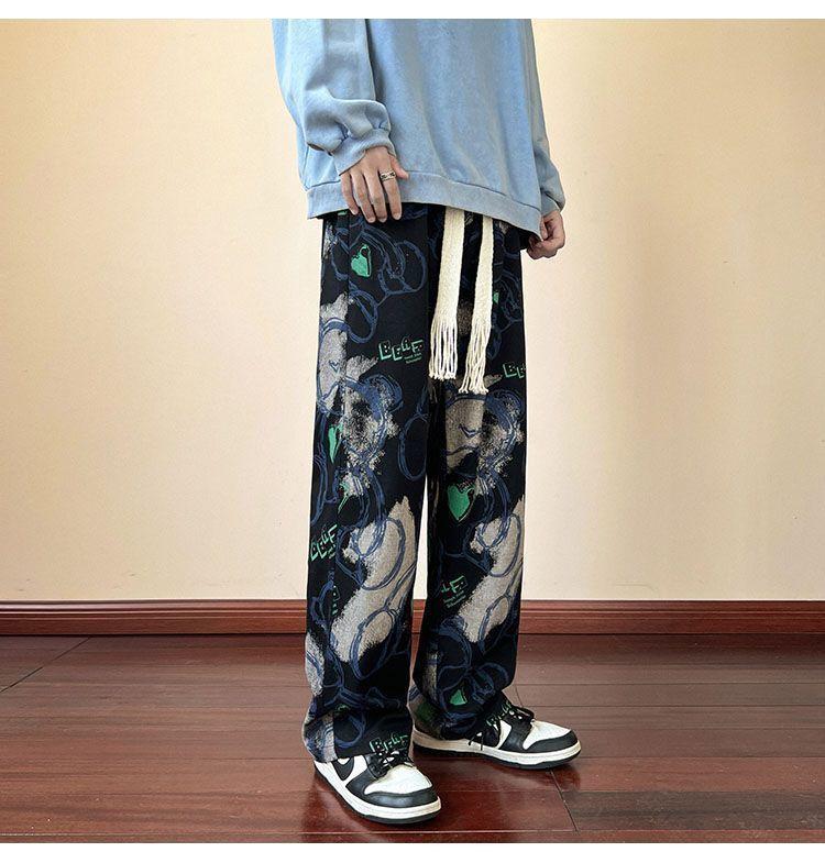 Product Introduction of Autumn Dopamine Wide-Leg Pants for Men, Trendy Brand, Small Design, New Style, Student Straight Loose Casual Versatile Long Pants wide  ribcage  outfit celana  maharani  kemala celana  kulot  lope  lope 15