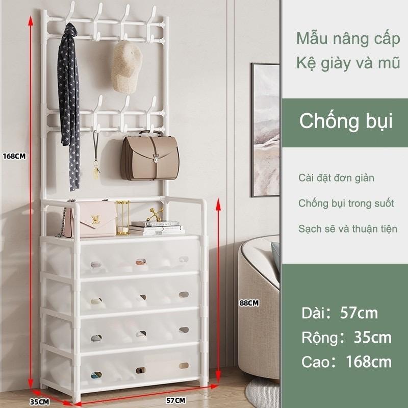 Kệ 5 Tầng Để Giày Dép Có Màng Chắn Bụi Kệ Giày Dép 5 Tầng Khung Thép Carbon Tặng Kèm 8 Móc Treo Đồ Kitchen