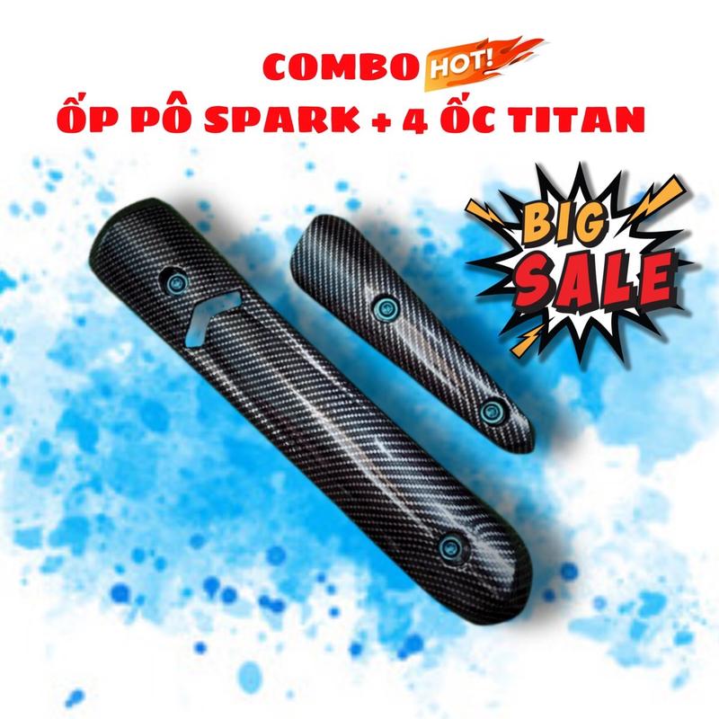 Ốp pô spark cacbon kèm 4 ốc titan chế gắng các dòng xe Phụ Kiện Phụ Tùng