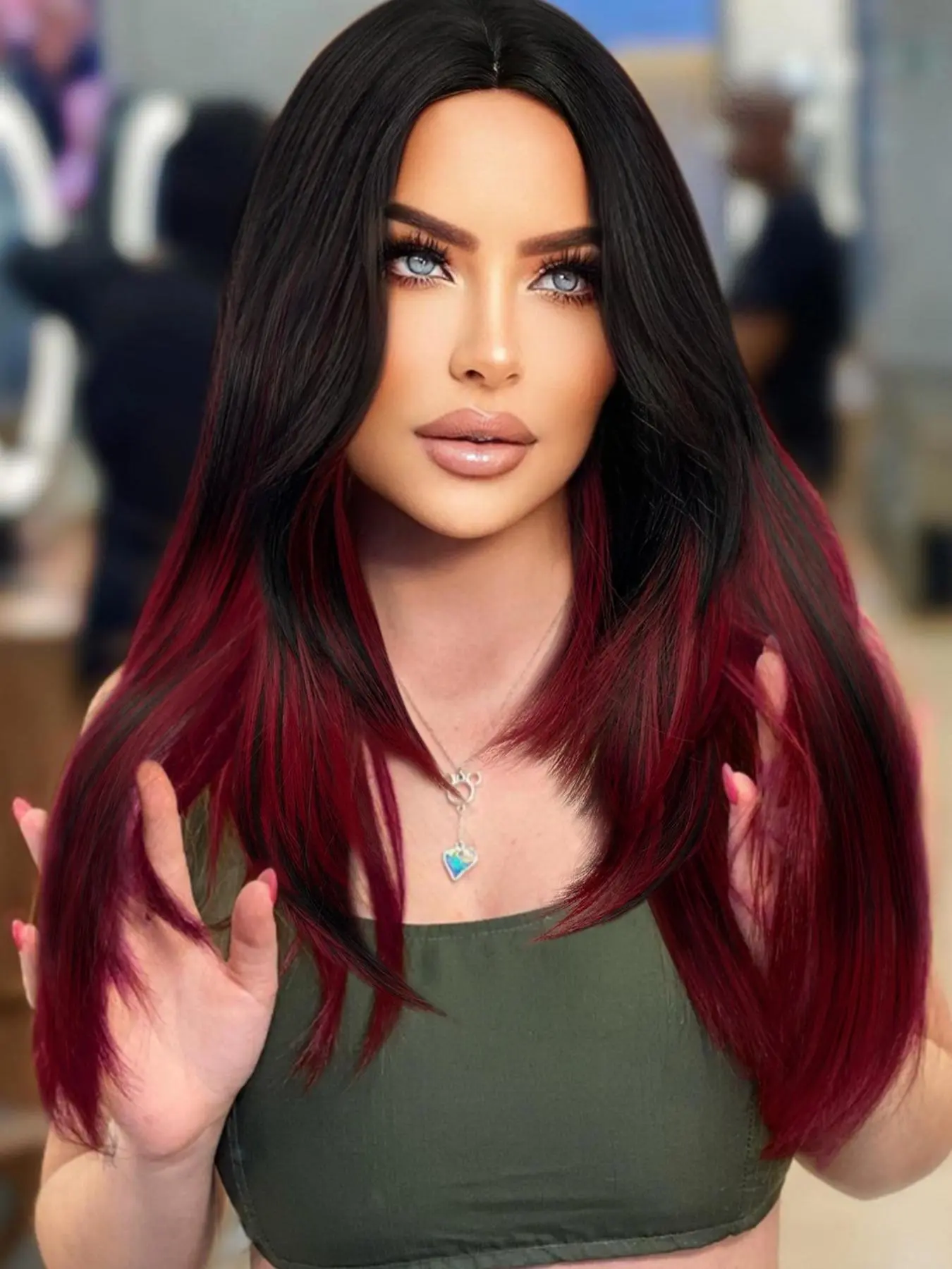 26 Inch Long Layered Straight Wigs with Highlight, Gorgeous Fluffy Wigs without Bangs, Synthetic Wigs for Party, Daily Use