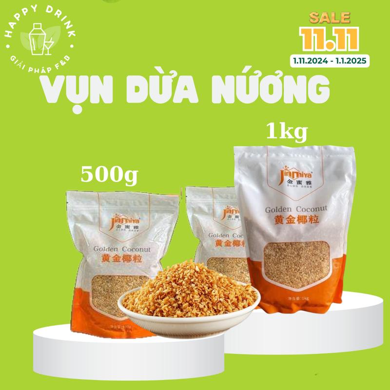 Vụn Dừa Nướng Jinija 500g/1kg - Topping Thơm, Ngon, Date Mới
