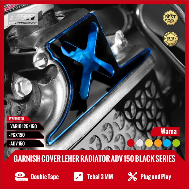 NSA GARNISH COVER LEHER RADIATOR BLACK SERIES VARIO PCX ADV STYLO Leher Radiator Honda 125/150/160 Aksesoris NSA Performance Akrilik Engine Laser Motor Motorcycle 6