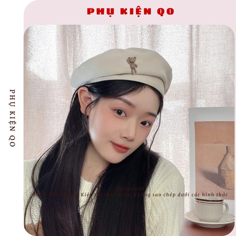 Mũ Beret Màu Đen Phong Cách Retro Nhật Bản Cao Cap BRT02
