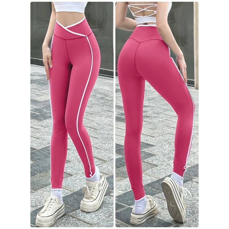 Quần Dài Legging Thể Thao Nữ Cạp V Viền Trắng Tập Gym, Yoga, Pilates Thun 6