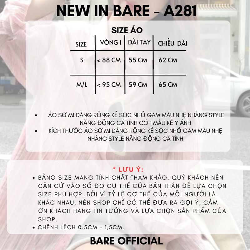 Product Introduction of BARE_(Có size)Áo kiểu nữ sơ mi dài tay kẻ sọc chất đũi  màu xinh pastel, áo somi phom rộng tay dài_ A281 Women Top Nhung Kem Voi Sen 0