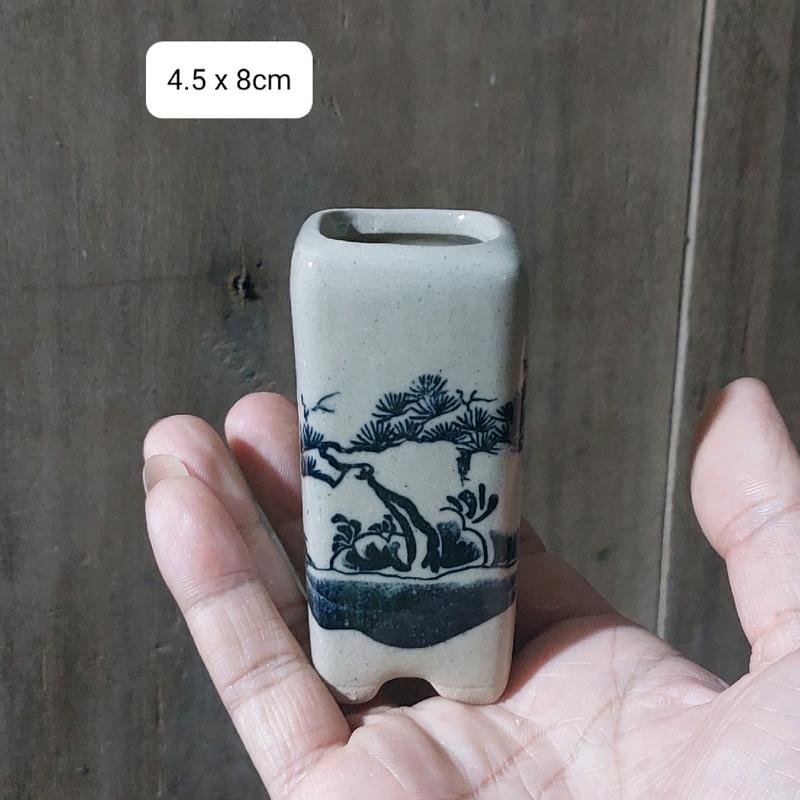  chậu gốm thủ công bát tràng 4x8cm  trồng bonsai mini 