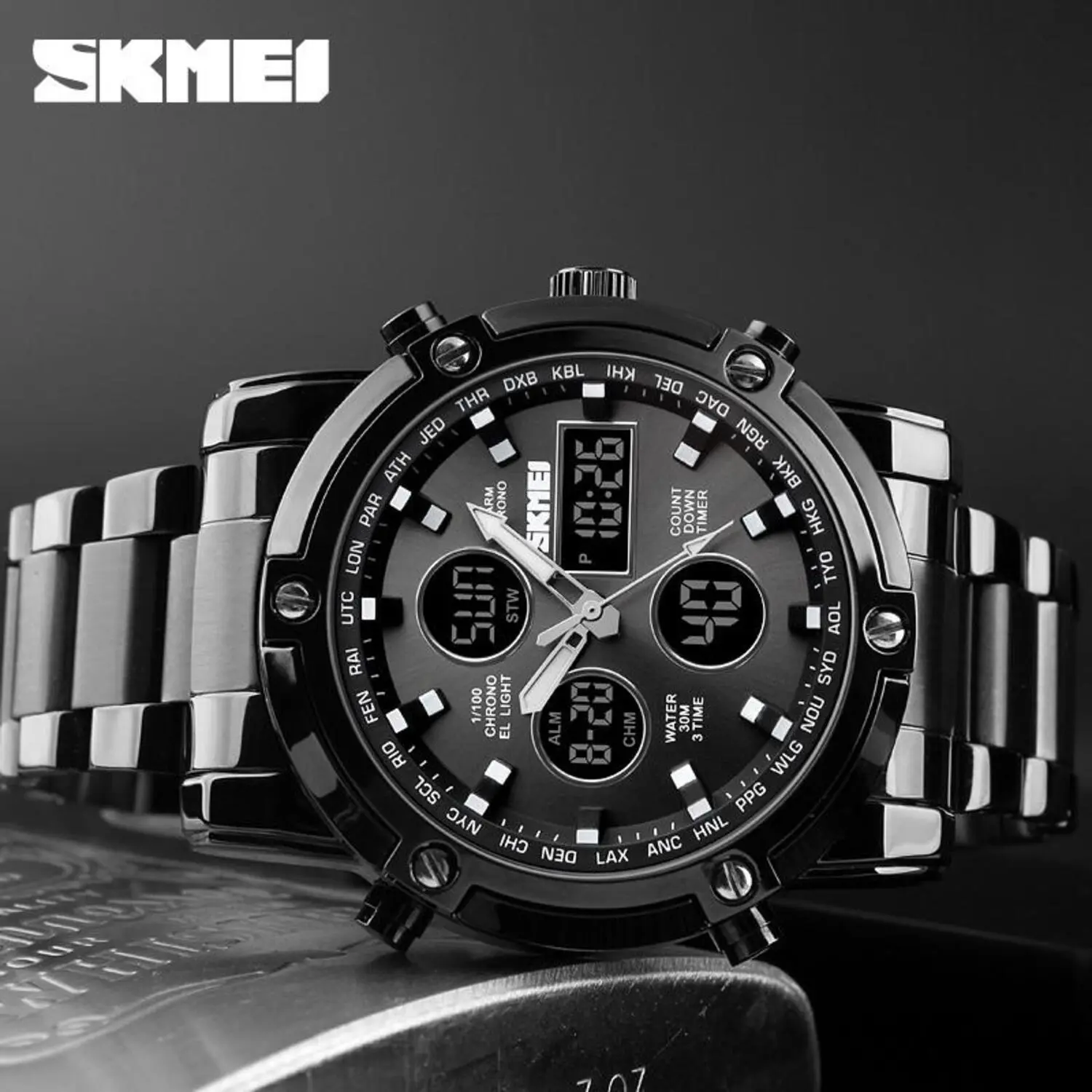Jam Tangan Pria Skmei Original Stainless Anti Air Keren