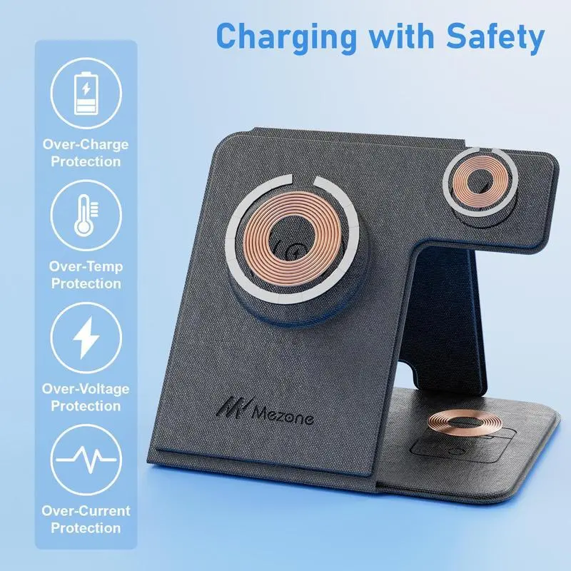 3 trong 1 trạm sạc không dây, sạc không dây 15W cho iPhone, Apple Watch và AirPods, sạc không dây Dock, sạc iPhone, iPhone 16, 15, 14, Apple Watch Series 3