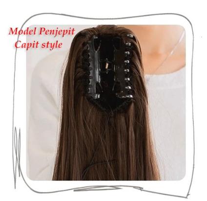 Rambut Palsu Hairclip/Hair Clip Panjang Bergelombang black ponytail Hairclip 5