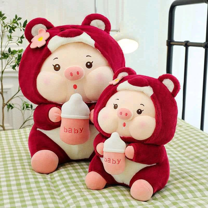 gấu bông heo gấu dâu size 70cm Toy Thú Bông hồng gấu  đội