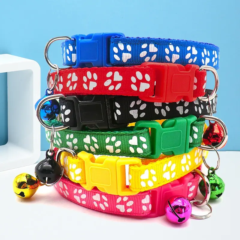 BISA COD K5514 Kalung Step Kaki Hewan / Tali Leher Anjing Motif Tapak Kaki Adjustable 2
