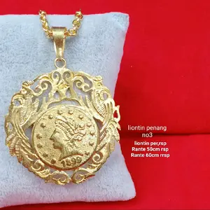 Kalung liontin koin full mahkota sepuhan emas