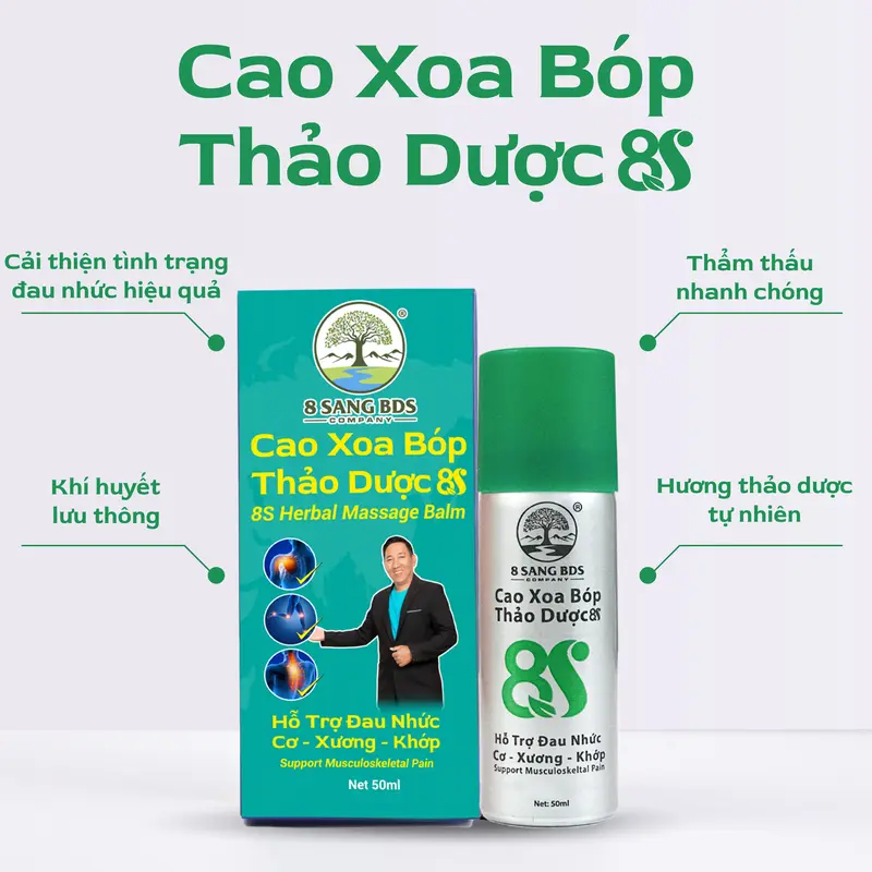 8S2 - MUA 1 TẶNG 1 - Cao Xoa Bóp Thảo Dược 8S - Truyền thống (chai nhôm) - Hỗ trợ cải thiện các vấn đề cơ xương khớp 4