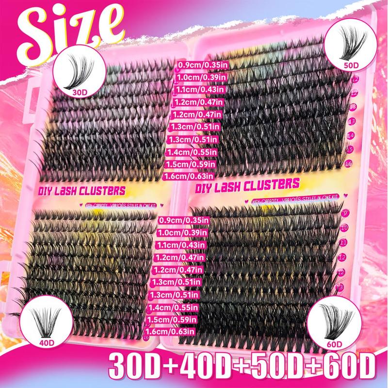 Individual False Eyelashes Kit, 1 Set Natural Look & Extra Thick & Long Lasting & Individual Eyelash Extension Kit with Tools, Makeup 3