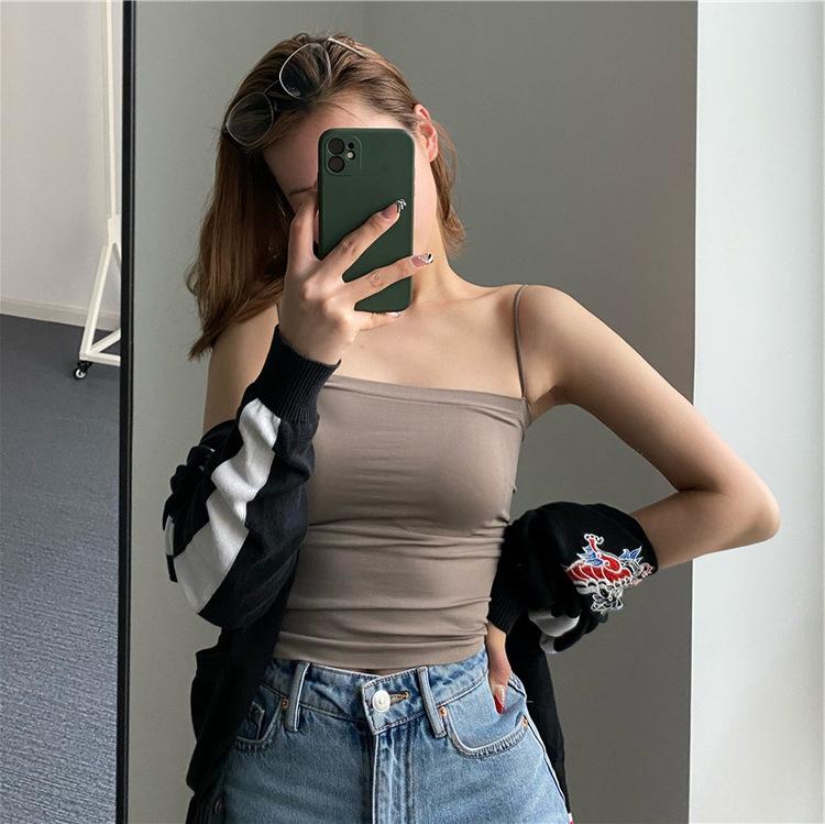 Product Introduction of Quality Version Independent Solid Color Camisole Women'S Summer With Chest Pad Top Without Steel Ring Seamless Wrapped Chest Thin Tube Top 14