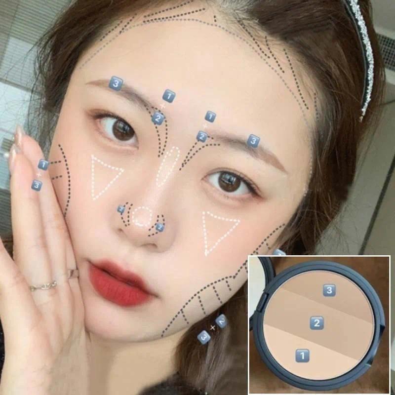 3 Colors Contouring Blush Powder Palette Cosmetic Long Lasting Natural Stereoscopic Face Shading Powder Contour Powder Palette 3