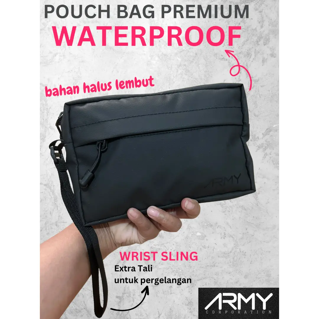 ARMY Pouch bag pria waterproof hand bag clutch dompet tas kecil clutch unisex pria wanita murah simple WATERPROOF tahan anti air fashion small mini medium pouch custom pouch