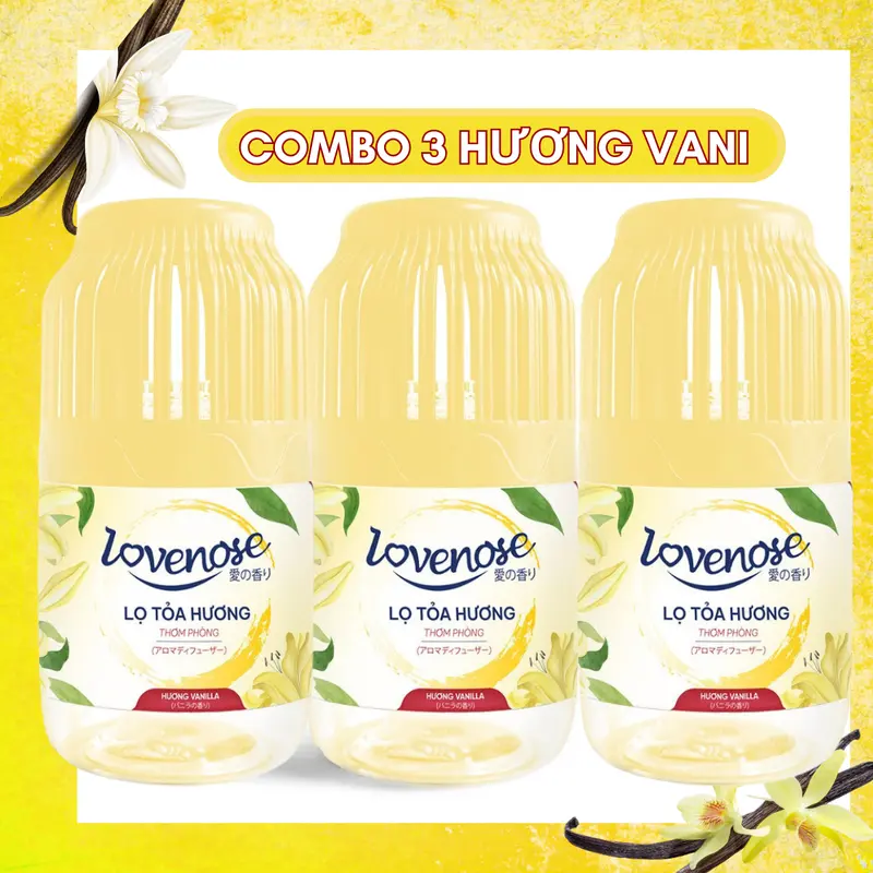 Combo 3 Lọ tỏa hương Lovenose hương thơm tự nhiên dễ chịu khử mùi sáp thơm phòng thế hệ mới siêu thơm 45 ngày, 180ml Dầu Thơm Phòng 5