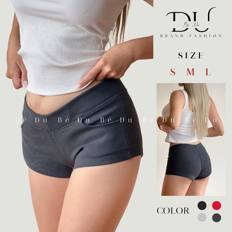 Quần Beni Short Nữ Cạp Trễ Quần Đùi Nữ Siêu Ngắn Cạp Trễ Chất Thun Gân Phong Cách Slay