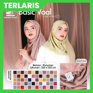 Hijab Jilbab Kerudung Segi 4 Polos Basic Voal By Umama Scarf 100% ORI Merah Square