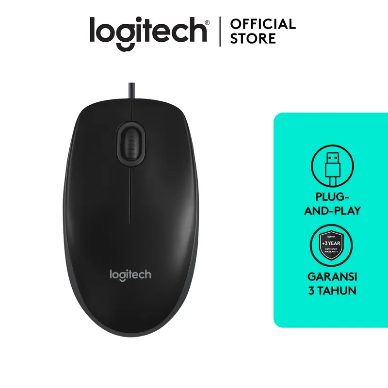 Logitech B100 Mouse Kabel USB Optical 0
