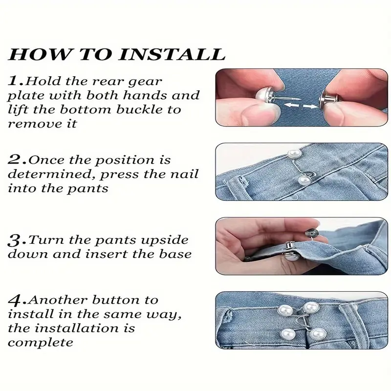 Flower Design Pant Waist Tightener, 2 Sets/4 Sets Detachable Fashion Waist Buttons Pins, No Sewing Waistband Tightener for Indoor & Outdoor 7