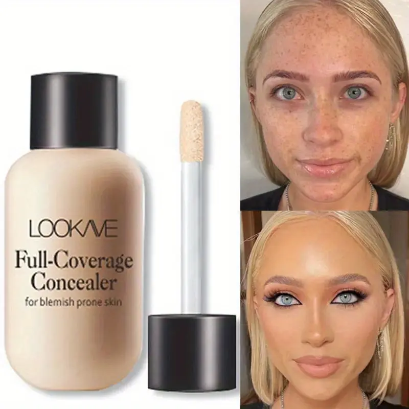 Lightweight and Compact Mini Bottle Liquid Concealer -- High Coverage, Covers Acne, Dark Circles, and Blemishes, Portable Travel Size