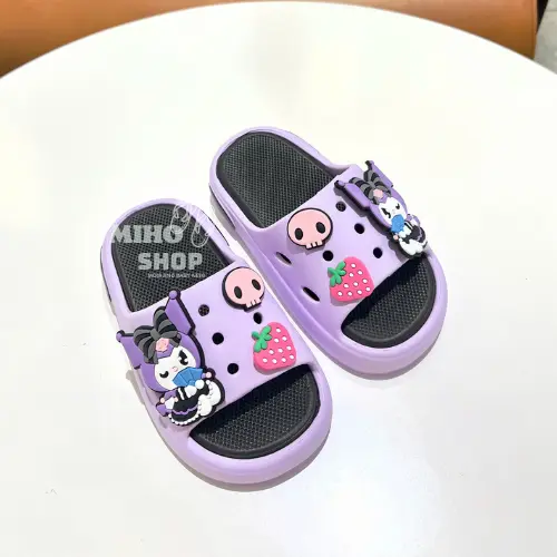 KUROMI (PHOM TO) Dép quai ngang đế 2 lớp KOROMI nhẹ mềm êm chân đáng yêu cho bé Mihoshop 3