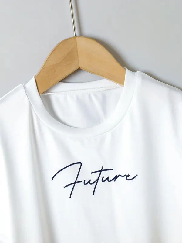Boy's Ombre Letter Print Short Sleeve T-shirt Tee & Elastic Waist Shorts Set, Summer Outfits 2024, Summer Sets, Kids Clothing, Comfort Cozy Casual Summer Outfits Clothes for Kids, Festival Outfit 2024 8