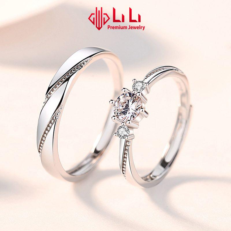 Nhẫn bạc cặp đôi LiLi S925 đính đá CZ cao cấp All Of Love LILI_614281
